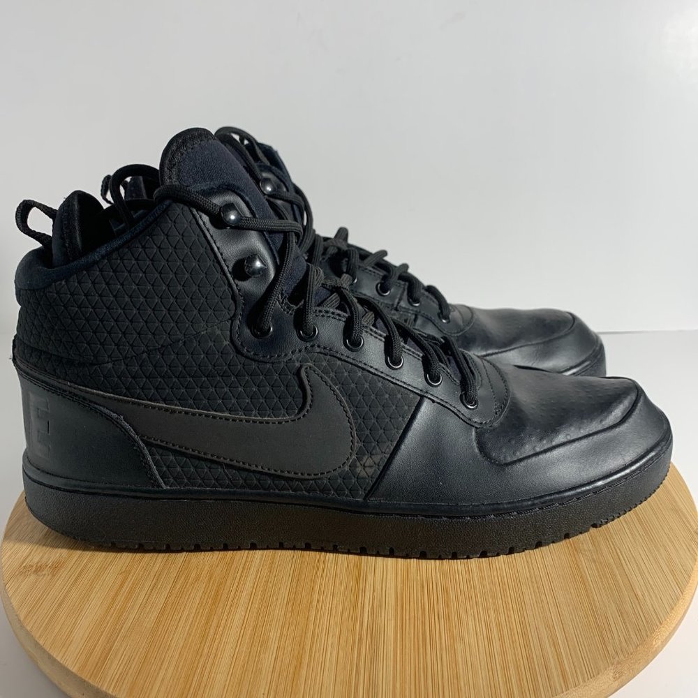 Nike Court Borough Mens Basketball Shoes Size 12 Mid Black Lace Casual Sneakers